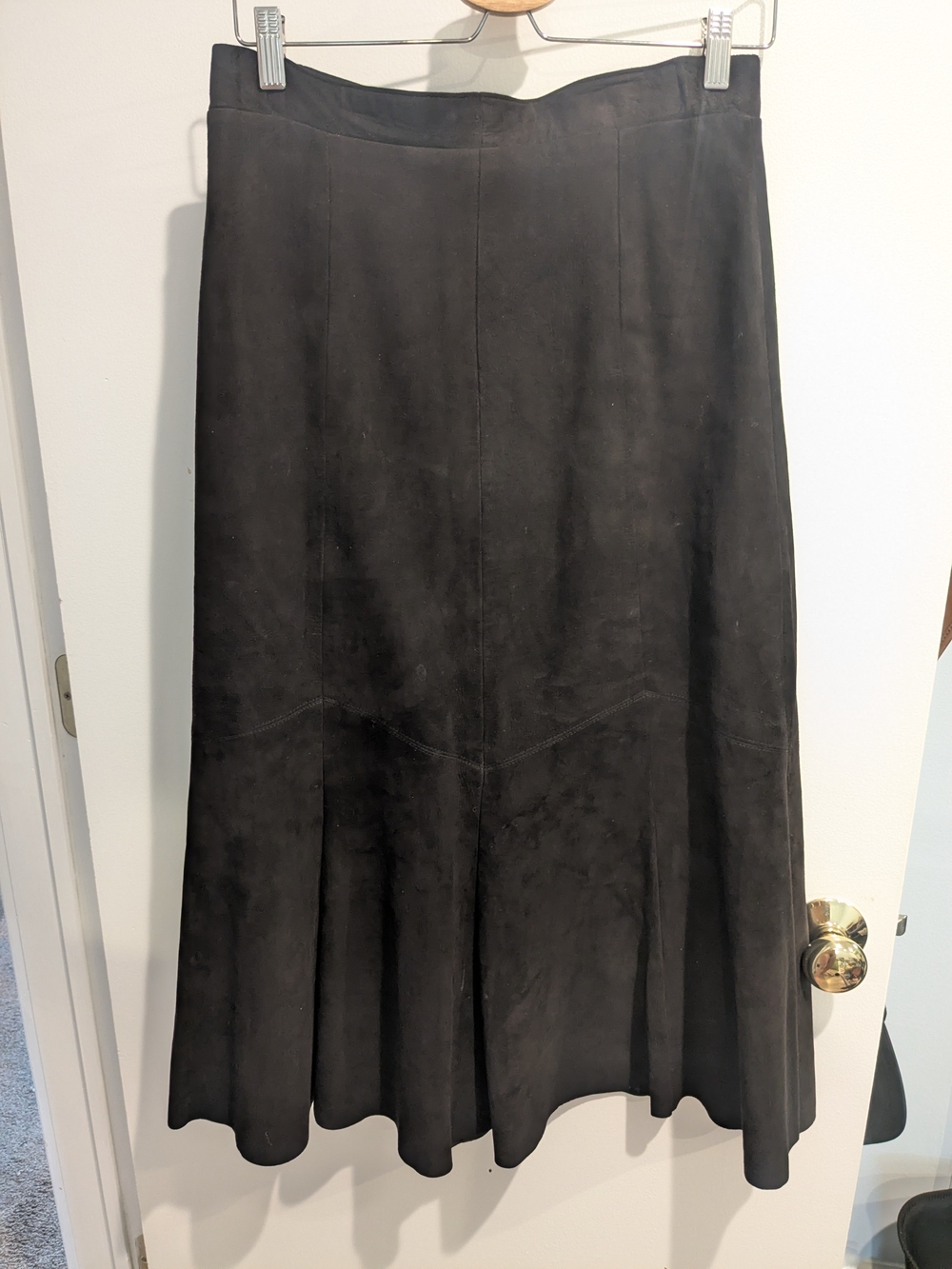 Black Suede A-Line Maxi Skirt